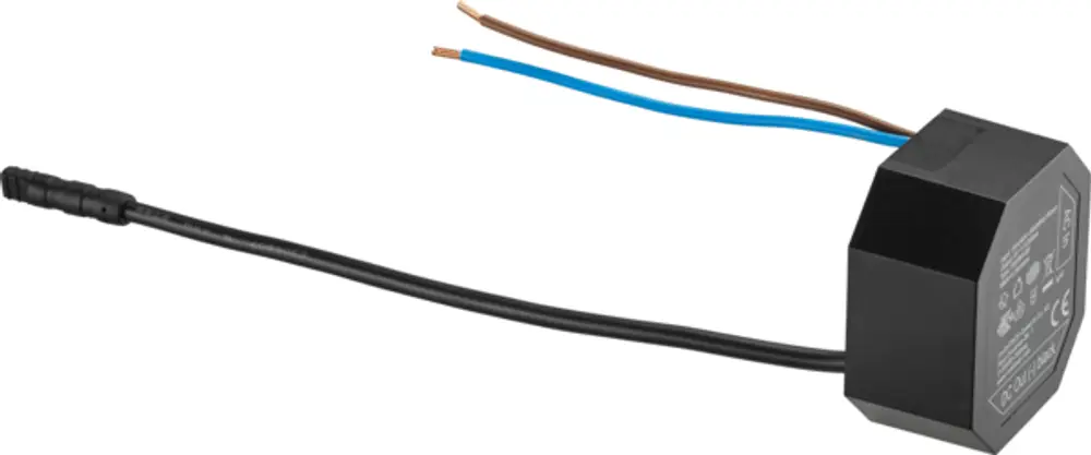 Netzteil mit schwarzen und farbigen Kabeln, gefertigt von Oventrop, geeignet für den Anschluss an Geräte mit 100-240 V und 50-60 Hz.